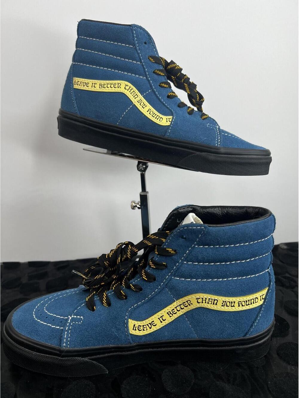 Vans Sk8-Hi Leave It Better Than You Found It Blue Suede Men 5 Women 6.5